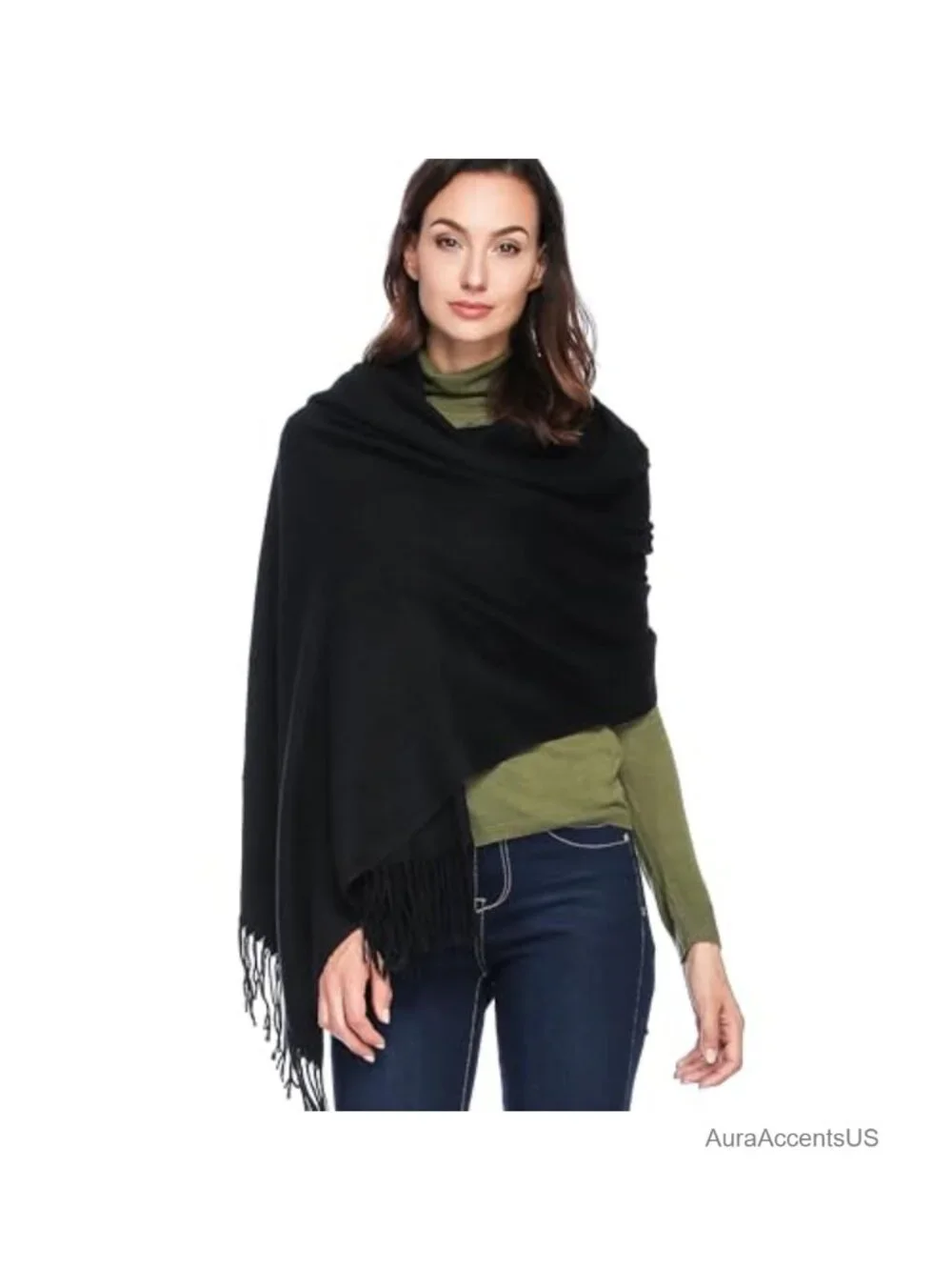Wool Blend Pashmina Shawl Wrap Soft Warm Winter Scarf Women